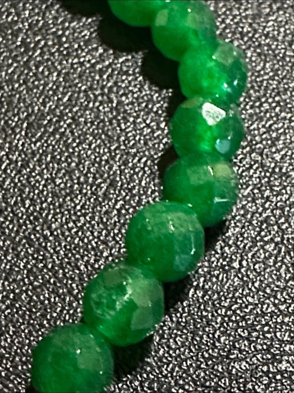 6mm Faceted Green Gemstone Evil Eye Protection Stretch Bracelet Gold-Tone